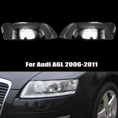 Par de faros cubierta de lente transparente para Audi A6L 2006-2011 derecha e izquierda Foto 1 de 4