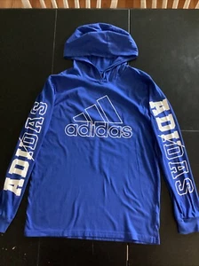 ADIDAS BOYS Long sleeved Hoodie Royal Blue Large 14/16 - Picture 1 of 6