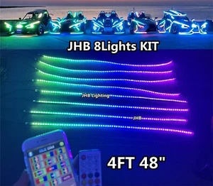 JHB 8PCS 4FT 48"CHASING Flowing LED Grill Underglow Strips Lights for Slingshots - Picture 1 of 10