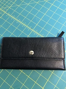 LODIS RFID pebble leather black slim trifold wallet 7.45x3.75x0.5" - Picture 1 of 8