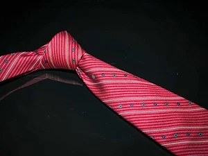 Vintage Yves Saint Laurent Krawatte Burgund Weiß Streifen Poly/Seidenmischung Krawatte - Bild 1 von 4