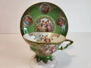 Bavaria Germany Mitterteich Claw Footed Cup & Saucer Bone China Women & Child - Picture 1 of 24