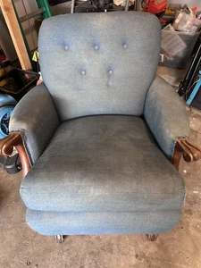 1940s Upholstered Platform Rocker Armchair & ottoman - Picture 1 of 5