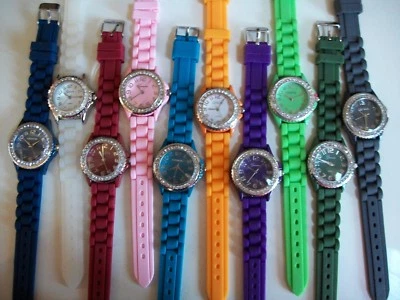 Moda Reloj Pulsera Informal Colores Caramelo Gelatina Silicona Estrás Niña Mujer Foto 1 de 4