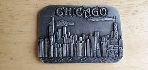 Chicago Illinois Skyline Magnet Metal Sears Tower Il Second City Lake Michigan - Picture 1 of 3