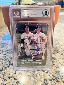 Mark McGwire-Jose Canseco Signed 1988 Mother’s Cookies #28 AL ROY 1986 1987 BAS - Picture 1 of 2