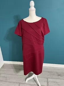 Red Dress Women’s Size 16w Dressbarn Fitted Sheath Short Sleeve Slimming Style - Picture 1 of 4