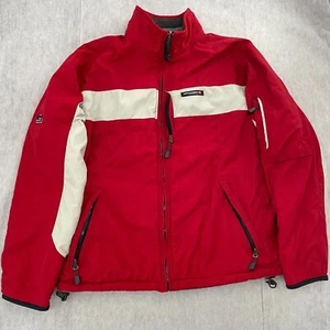 VINTAGE Abercrombie & Fitch Jacket Adult XL Red Gray Full Zip Reversible Fleece - Picture 1 of 16