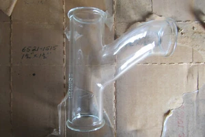 NOS Corning Pyrex Single Combination Y Bend  1-1/2" Glass Drainline Fitting - Picture 1 of 5