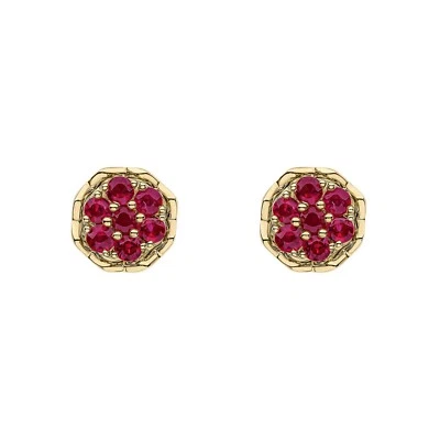 7 stone Ruby Cluster Stud Earrings 9ct Yellow Gold 375 Hallmarked British Made - Image 1 of 3