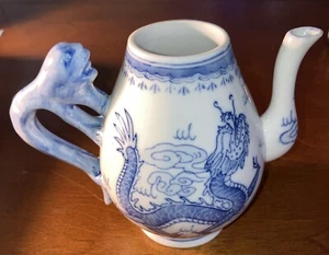 Teapot Dragon Yongzheng Reign Mark, Dragon Teapot, Chinese Doucai Teapot No Lid - Picture 1 of 6