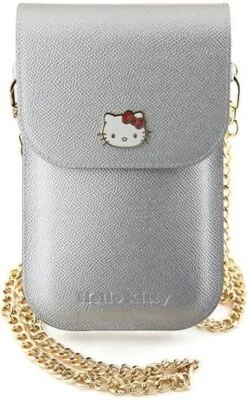 HelloKitty LeatherMetal Logo Chain Universal Phone Bag Pouch Silver HKOWBPGHDLMS - Image 1 of 4