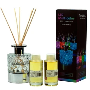 LED Lighted Clear Cut Glass Reed Fragrance Diffuser Citrus & Lemon 110ml PV8700L - Picture 1 of 5