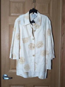 Vintage Rickie Freeman For Teri Jon Size 14 Summer Linen Suit - Picture 1 of 17