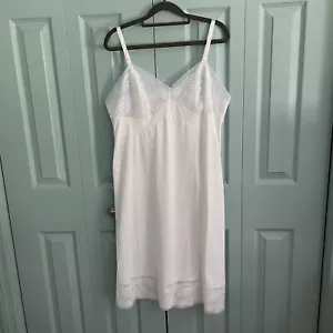 Vanity Fair Vintage Babydoll White Lace Sheer Bust Nightgown Slip Dress Lg - Picture 1 of 10