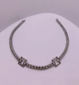 Collana Choker Argento Sterling Strass Vintage Dorsons 45,8g - Foto 1 di 5