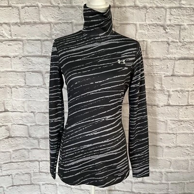 Top Under Armour M ajustado Coldgear negro gris patrón cuello alto manga larga Foto 1 de 4
