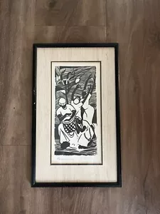 "Pocomana" Woodcut Print - JAMAICAN -Signed V "Verna" Reuben Textured Silk Matte - Picture 1 of 11