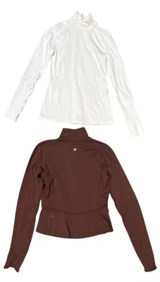 Lululemon Always alert, Align 2 Athletic Shirts Women Size 4 Brown White - Image 1 of 4