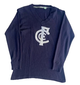 Carlton Blues Vintage Knit Guernsey Size Medium VFL AFL Supporter Jumper 1980s - Picture 1 of 8
