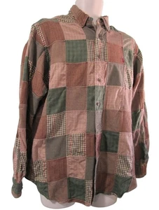 Vintage Ralph Lauren Herren Lg Fischgrät Karo Flanell Baumwolle Patchwork Hemd GU - Bild 1 von 24