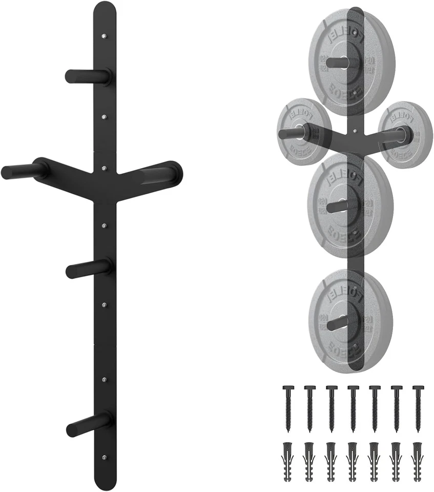 VLAENG Weight Plate Storage Rack, Wall Mounted Bumper Plate Weight Rack Storage