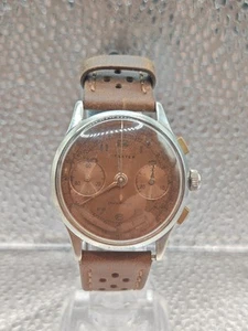 Vintage Starter Chronograph mechanische Armbanduhr - silbernes Gehäuse - braunes Zifferblatt - Bild 1 von 6