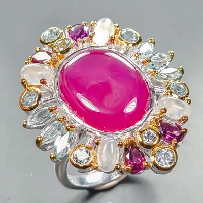 Jewelry gift Ruby Ring 925 Sterling Silver Size 7.5 /R444836 - Image 1 of 4