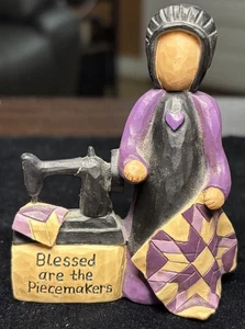 Blossom Bucket Amish Woman Quilting “blessed Are The PieceMakers” Esther O’Hara - Picture 1 of 8