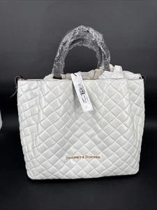 Rare Dooney & Bourke Large Barlow Ivory Woven Satchel Bag Purse 2015 *See Disc* - Picture 1 of 9