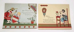 Valentine Postcard Pair 1900's Blank Back 5.5" x 4.5" Unposted Children Lady - Picture 1 of 6