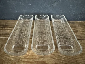 Vintage Glas Mais auf dem Con Geschirr, gepresstes Klarglas x 3 - Bild 1 von 11
