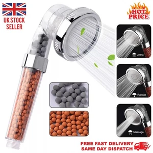 Shower Head 3 Modes High Turbo Pressure 40% Water Saving Ionic 3 Filters Shower - Picture 1 of 4