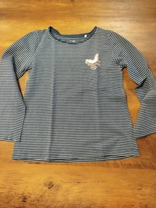 longsleeve Mädchen blau/weiß gestreift Gr. 122 - Bild 1 von 3
