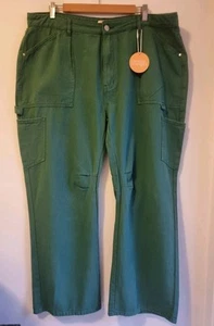 Orange Sherbet Regina Cargo Pants Forest Green Size 22 - Picture 1 of 6