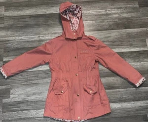 DKNY Girls Blush Rose Denim Style Jacket Size X Large 14-16 Removable Hood - Picture 1 of 11