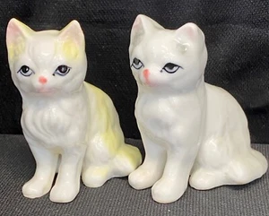 2 Bashful Angora Kätzchen Kätzchen Katzen handbemalt Porzellan Figuren Vintage - Bild 1 von 11