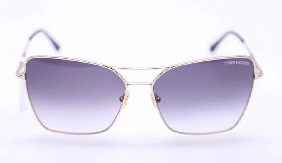Tom Ford FT 0738 28b Sunglasses Shiny Rose Gold Frame Gradient Smoke Lenses 61mm
