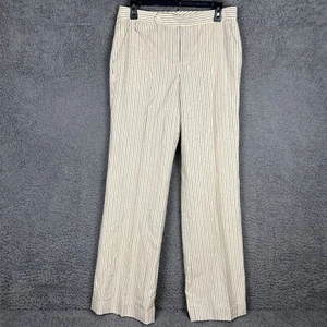 Lauren Ralph Lauren 100% Wool Wide Leg Cuffed Trousers Pants Womens 6 Cream/Blk - Picture 1 of 14