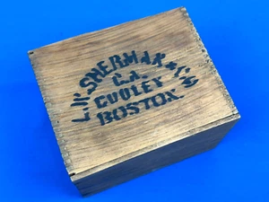 Vintage Cute Lil' Box w/ Finger Joint Corners ~ Stenciled L.W. Sherman Boston - Picture 1 of 7