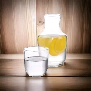 New Glass Bedside Water Pitcher Carafe & 1 10.8oz Tumbler Glass Mid Century Vtg - Picture 1 of 4