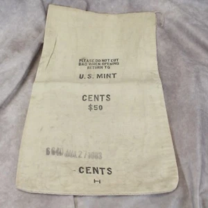 Banktasche US Mint Münzen Geld Cent 50 $ Canvas Stoff leer 27. Juli 1983 - Bild 1 von 5