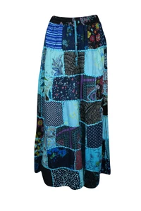 Vintage Look Boho Patchwork Skirt Handmade Gypsy Chic Summer Long Skirts S/M