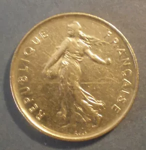 5 FRANCS 1990 NICKEL DOLPHIN MINT FRENCH PURCHASE UNIT *** REDUCED 10% *** - Picture 1 of 2