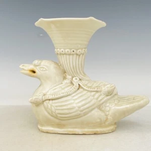 7.5" China Porcelain Song dynasty ding kiln White glaze bird Candlestick Statue - Picture 1 of 9