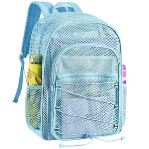 Heavy Duty Mesh Backpack for Adults See Through Swim Bag with Adjustable Straps - Picture 1 of 6