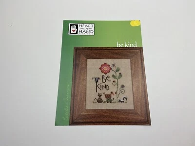 Heart In Hand Be Kind Counted Cross Stitch Pattern Flower - Image 1 of 3