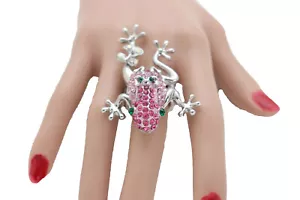 Donna Metallo Argento Moda Anello Rosa Rana Animal Gioielli Interessante Ragazzi - Foto 1 di 12