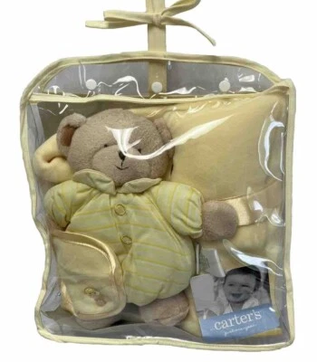 Carters Just One Year Blanket Buddies urso de pelúcia com cobertor amarelo conjunto de presente - Imagem 1 de 4