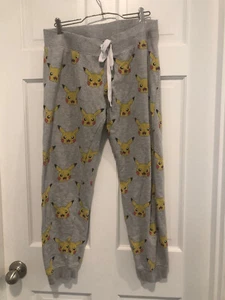 Pokemon Pikachu Logo Unisex Pajama Bottom Pants Size L, Drawstring Elastic Waist - Picture 1 of 5